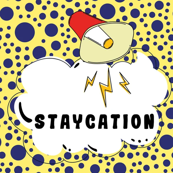 Text Zeigt Inspiration Staycation Business Ansatz Einen Urlaub Hause Verbracht — Stockfoto