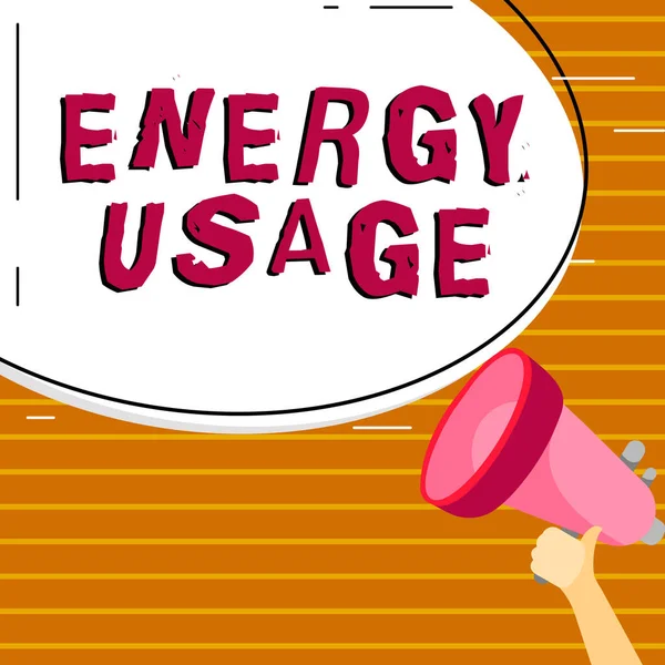 Handschrifttekst Energiegebruik Begrip Betekent Hoeveelheid Energie Die Wordt Verbruikt Gebruikt — Stockfoto