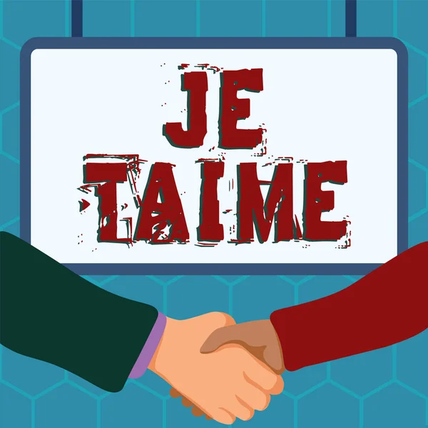 サインを示すインスピレーション Taime Internet Concept私はフランス語であなたの言葉が大好きです — ストック写真