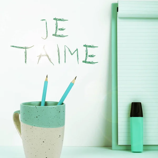 Handwriting Text Taime Internet Concept Expressing Love You Words French — Photo