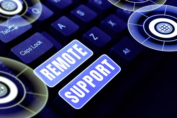 Inspiration Showing Sign Remote Support Word Help End Users Solve — Stock Photo, Image