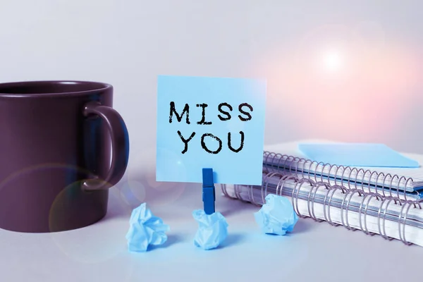 stock image Conceptual display Miss You, Word Written on Longing for an important person in your life for a period of time