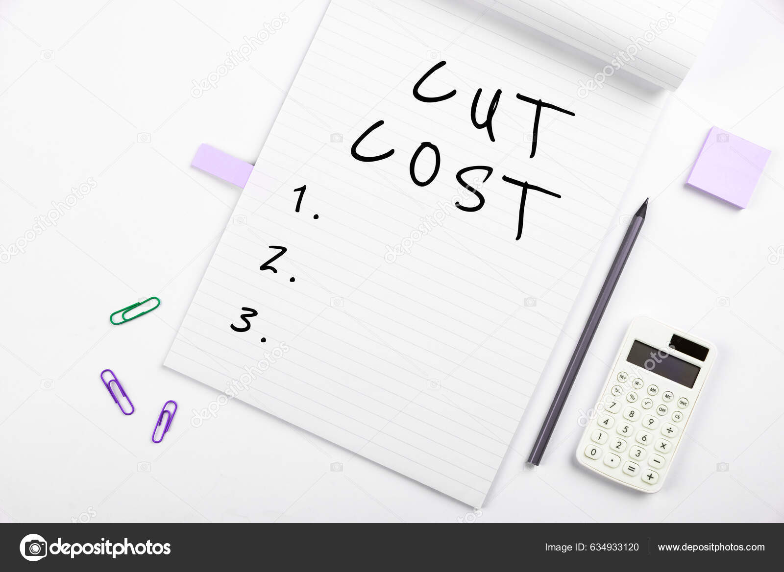 Hand Writing Sign Cut Cost Word Measures Implemented Reduced Expenses Stock Photo by ©nialowwa