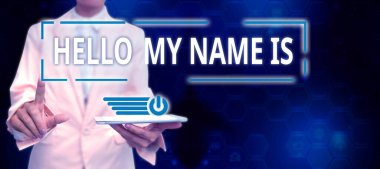 Conceptual display Hello My Name Is, Conceptual photo introducing yourself to new people workers as Presentation