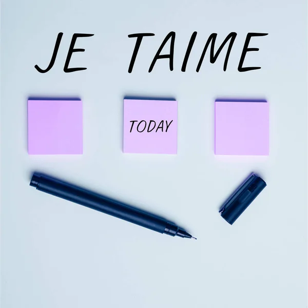 Концептуальний Дисплей Taime Інтернет Концепція Вираження Люблю Ваші Слова Французькою — стокове фото