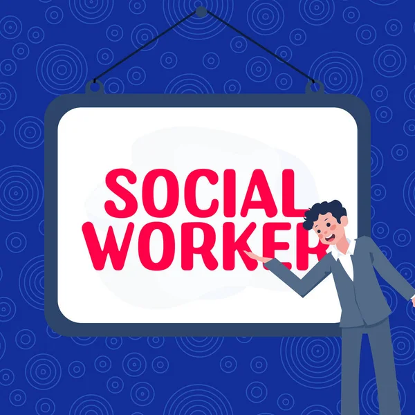 Sign Displaying Social Worker Business Concept Assistance State People Inadequate — Stock Photo, Image