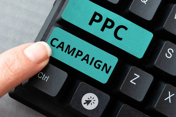 Conceptual caption Ppc Campaign, Business concept use PPC in order to promote their products and services