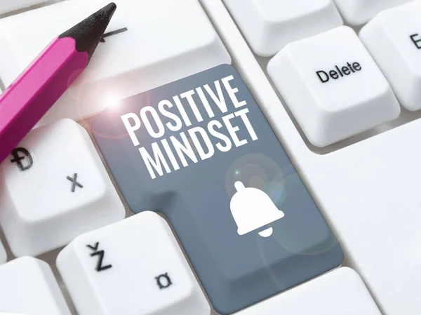 Text showing inspiration Positive Mindset, Business overview mental and emotional attitude that focuses on bright side