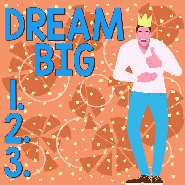Tekenen Met Dream Big Business Idee Denken Aan Iets Van — Stockfoto