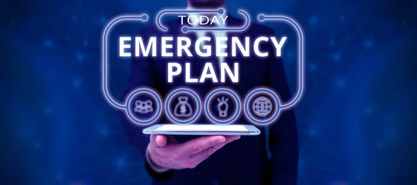 Inspiration showing sign Emergency Plan, Conceptual photo Procedures for response to major emergencies Be prepared