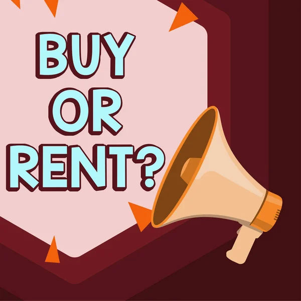 Text Caption Presenting Buy Rent Business Overview Doubt Owning Something — Stockfoto