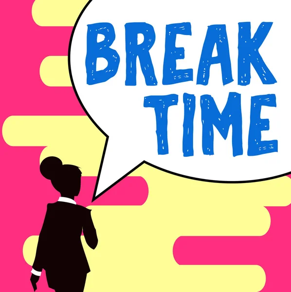 Writing Displaying Text Break Time Business Showcase Period Rest Recreation — Zdjęcie stockowe