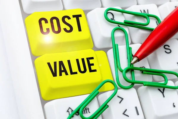 Conceptual caption Cost Value, Business overview The amount that usualy paid for a item you buy or hiring a person