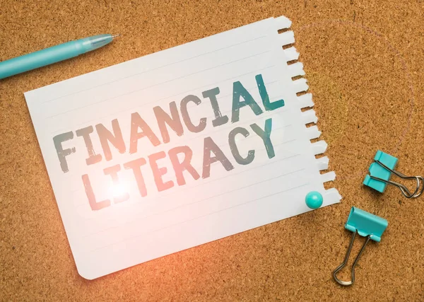 Hand writing sign Financial Literacy, Business concept Understand and knowledgeable on how money works