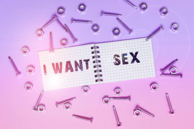 Text showing inspiration I Want Sex, Internet Concept To desire sexual intercourse Excitement