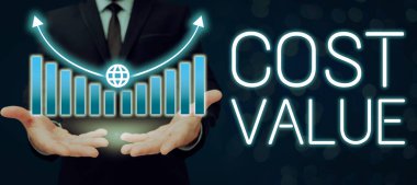 Conceptual display Cost Value, Concept meaning The amount that usualy paid for a item you buy or hiring a person