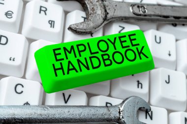 Hand writing sign Employee Handbook, Word for Document that contains an operating procedures of company