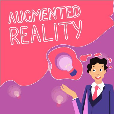 Artırılmış Gerçekliği sunan metin başlığı, gerçek dünyaya bilgisayar görüntüsü empoze eden teknoloji için sözcük