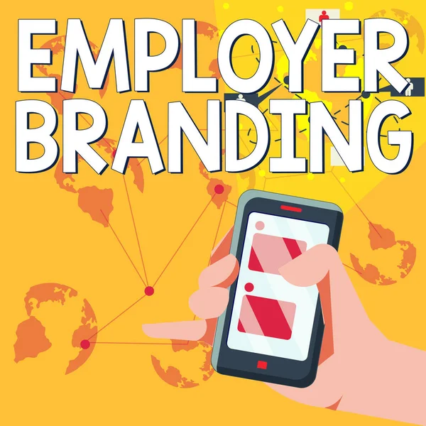 Text Sign Showing Employer Branding Business Approach Process Promoting Company — Zdjęcie stockowe