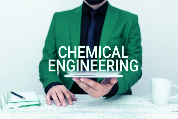 Handwriting text Chemical Engineering, Business overview developing things dealing with the industrial application of chemistry