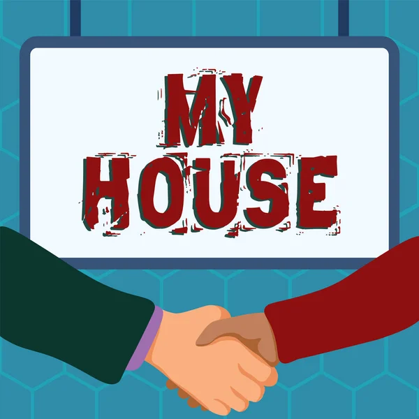 Text Sign Showing House Business Showcase Place Building Live People — Stockfoto