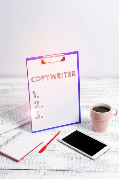 Text Sign Showing Copywriter Concept Meaning Writing Text Advertisements Publicity — 스톡 사진
