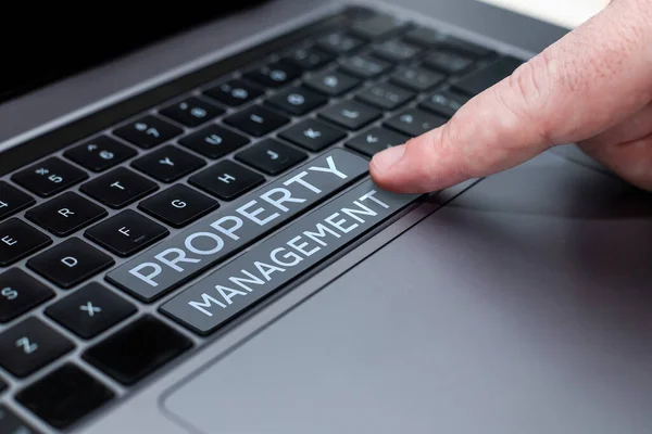 Text Showing Inspiration Property Management Business Approach Overseeing Real Estate — Stock Photo, Image