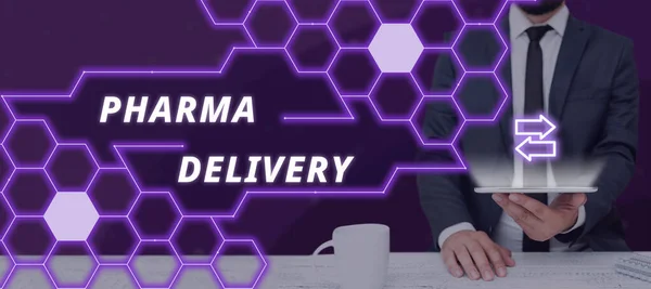 Inspiration Showing Sign Pharma Delivery Word Written Getting Your Prescriptions — Stock Photo, Image