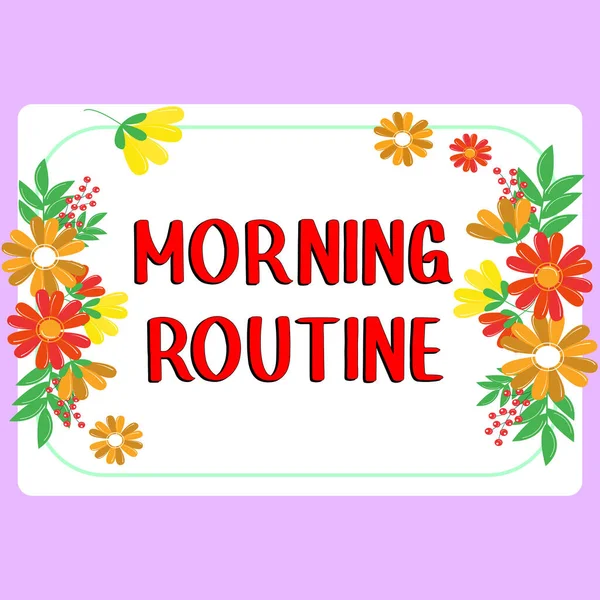 Sign Displaying Morning Routine Concept Meaning Initiation Consumer Interest Inquiry — Stock Fotó