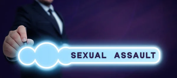 Text Sign Showing Sexual Assault Conceptual Photo Instruction Issues Relating — Foto de Stock