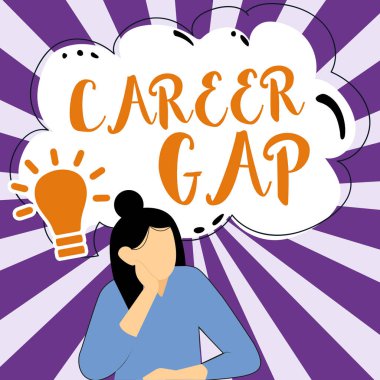 Text caption presenting Career Gap, Business overview A scene where in you stop working by your profession for a while clipart