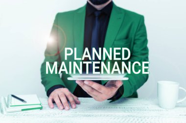 El yazısı tabelası Planlı Bakım, İş konsepti Düzenli bir temel üzerinde planlanacak kontroller
