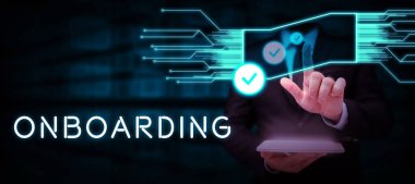 Yeni bir çalışanı bir organizasyona entegre etme kavramsal görüntüleme, iş konsepti eylem süreci