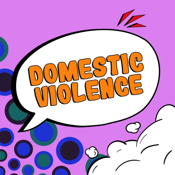 表明家庭暴力 商业处理方式的文字标志 由一个家庭或家庭成员指挥的暴力或虐待行为 — 图库照片