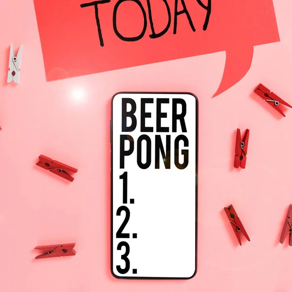 Inspiration showing sign Beer Pong, Word Written on a game with a set of beer-containing cups and bouncing or tossing a Ping-Pong ball