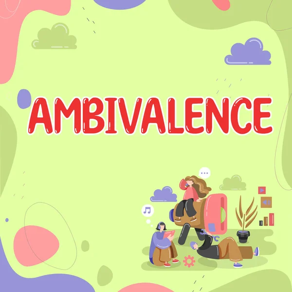 Text Caption Presenting Ambivalence Concept Meaning Attitudes Feelings Attraction Repulsion — 스톡 사진