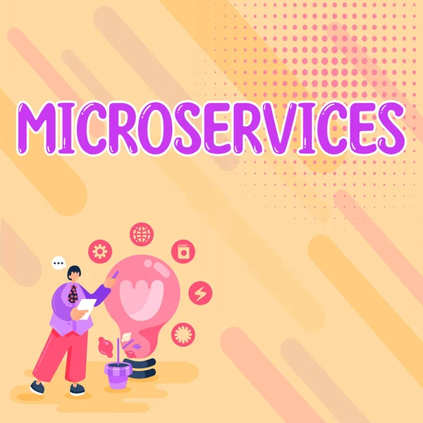Writing Displaying Text Microservices Business Concept Software Development Technique Building — Stok fotoğraf