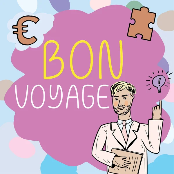 Inspiration Showing Sign Bon Voyage Word Used Express Good Wishes — Foto Stock