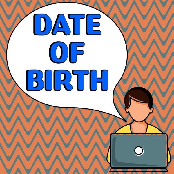 Writing displaying text Date Of Birth, Business idea Day when someone is born new baby coming pregnant lady