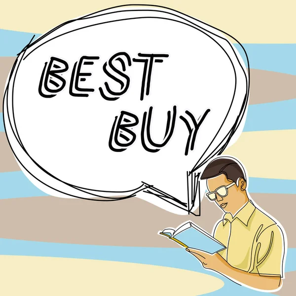 Text Bildtext Presenterar Bästa Köp Affärsöversikt Mest Fördelaktiga Kombination Kostnad — Stockfoto