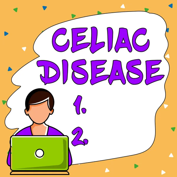 Szöveges Megjelenítése Celiac Betegség Üzleti Megközelítés Vékonybél Túlérzékeny Glutén Emésztési — Stock Fotó