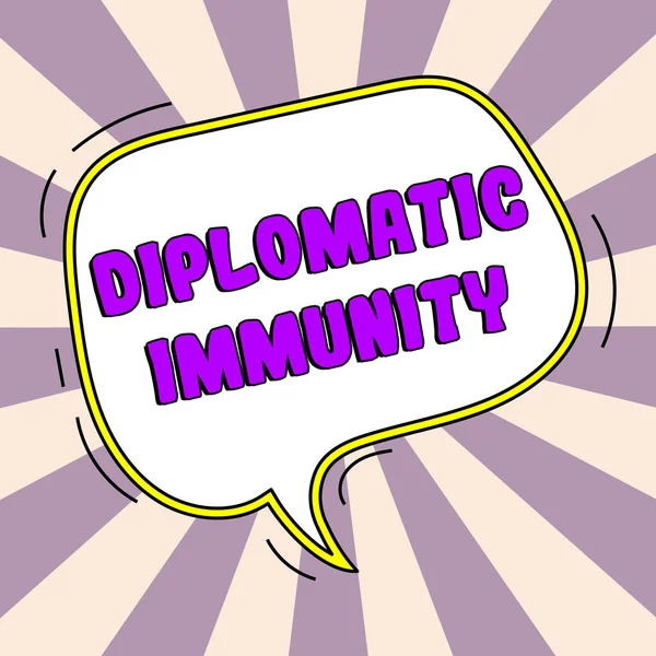 Text Sign Showing Diplomatic Immunity Word Law Gives Foreign Diplomats — Foto de Stock
