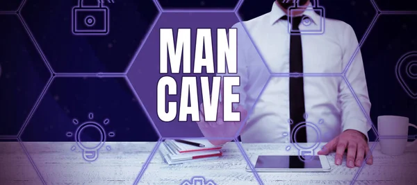 Inspiration showing sign Man Cave, Word Written on a room, space or area of a dwelling reserved for a male person