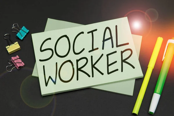 Writing Displaying Text Social Worker Concept Meaning Assistance State People — Stock Photo, Image