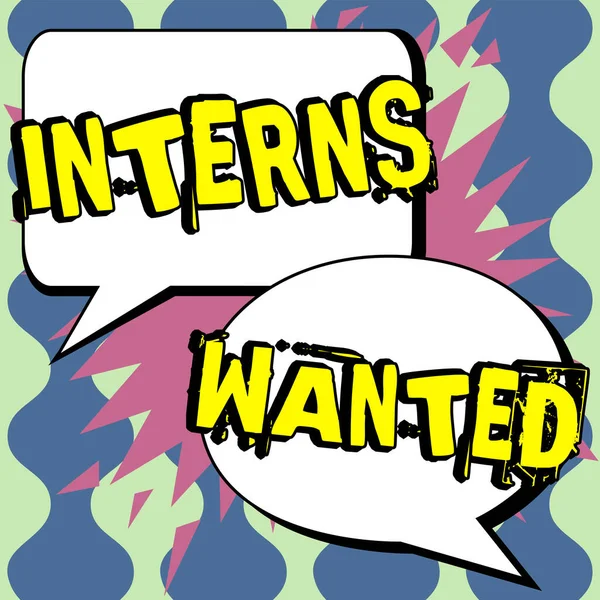 Sign Displaying Interns Wanted Word Looking Job Trainee Part Time — Stockfoto