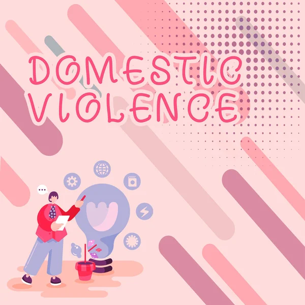 手写体 家庭暴力 商业处理由一个家庭或家庭成员指挥的暴力或虐待行为 — 图库照片