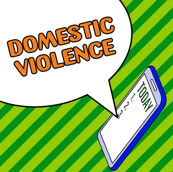 显示家庭暴力 商业概况 由一个家庭或家庭成员指挥的暴力或虐待行为的标志 — 图库照片