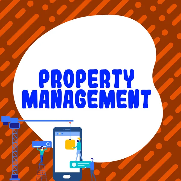 Writing displaying text Property Management, Business overview Overseeing of Real Estate Preserved value of Facility
