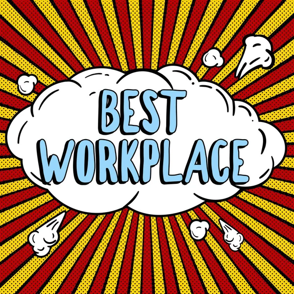 Bildunterschrift Best Workplace Word Written Ideales Unternehmen Mit Hoher Vergütung — Stockfoto