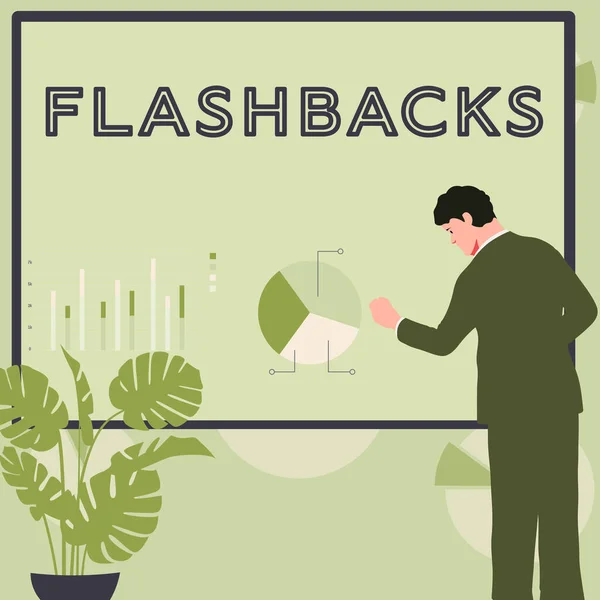 Koncepční Zobrazení Flashbacky Business Showcase Přerušení Chronologické Posloupnosti Interjekcí Událostí — Stock fotografie